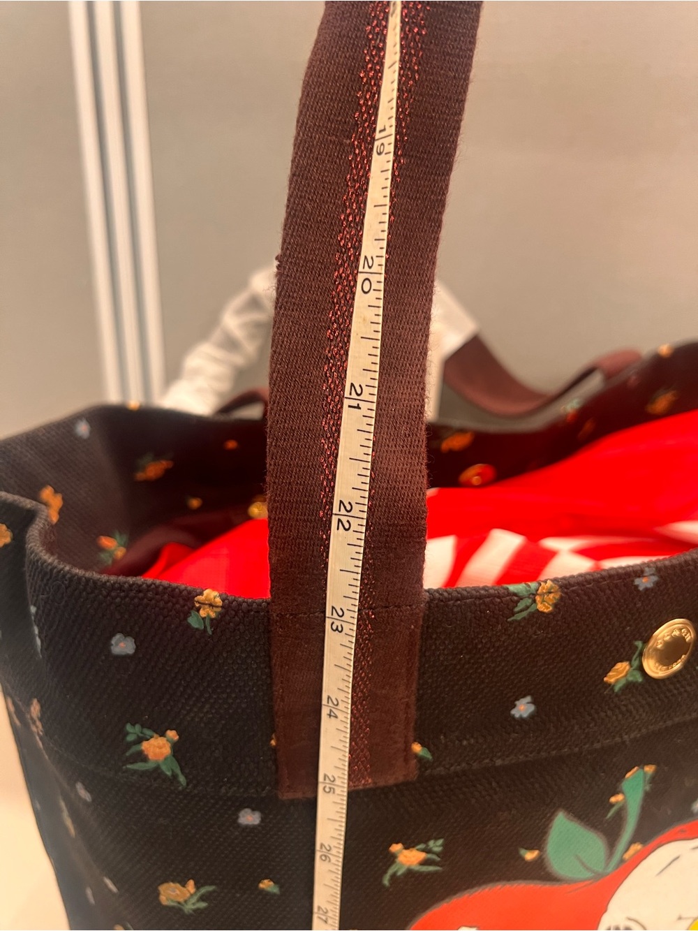 Coach Black Canvas Tote with Red Apple Snoopy Graphic - Picture 7 of 11